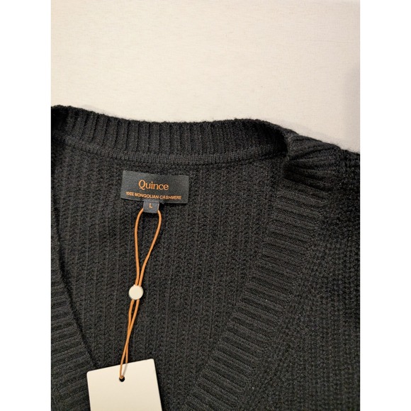 Quince Women's Large Mongolian Cashmere V-Neck Sweater Vest Black NEW Luxury - Picture 4 of 9